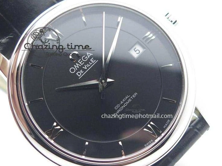 0719 De Ville MK 1:1 Best Edition SS Black Dial On Black Leather Strap A Unisex 8261